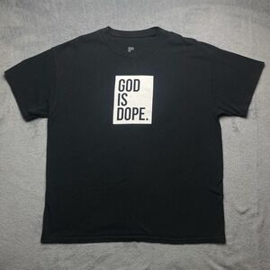 GOD IS DOPE Classic Logo Unisex Adult Short Sleeve T-Shirt, XL, Black & White